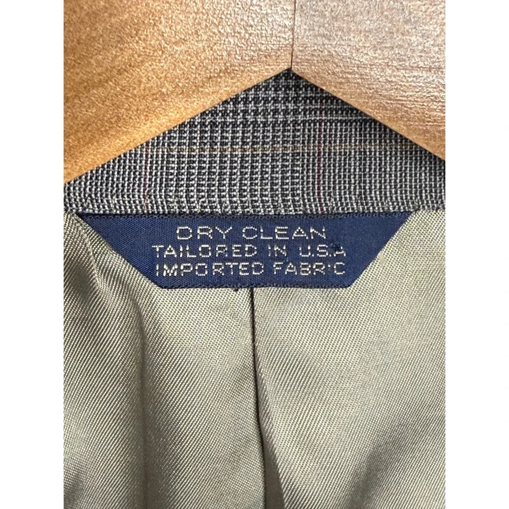 Cricketeer Hecht's Mens Grey Glen Plaid 2 Button Suit Blazer Trousers USA Made - Picture 8 of 11